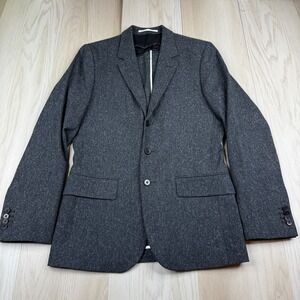 REISS Mens Dark Gray Bonneville Wool Blend Tweed Sport Blazer Coat Size Chest 36